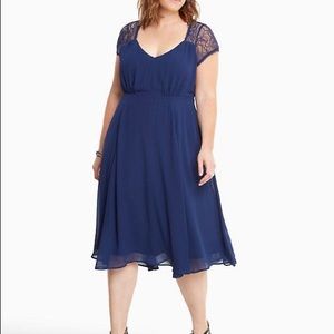 Torrid Navy Lace Chiffon Dress - Size 16